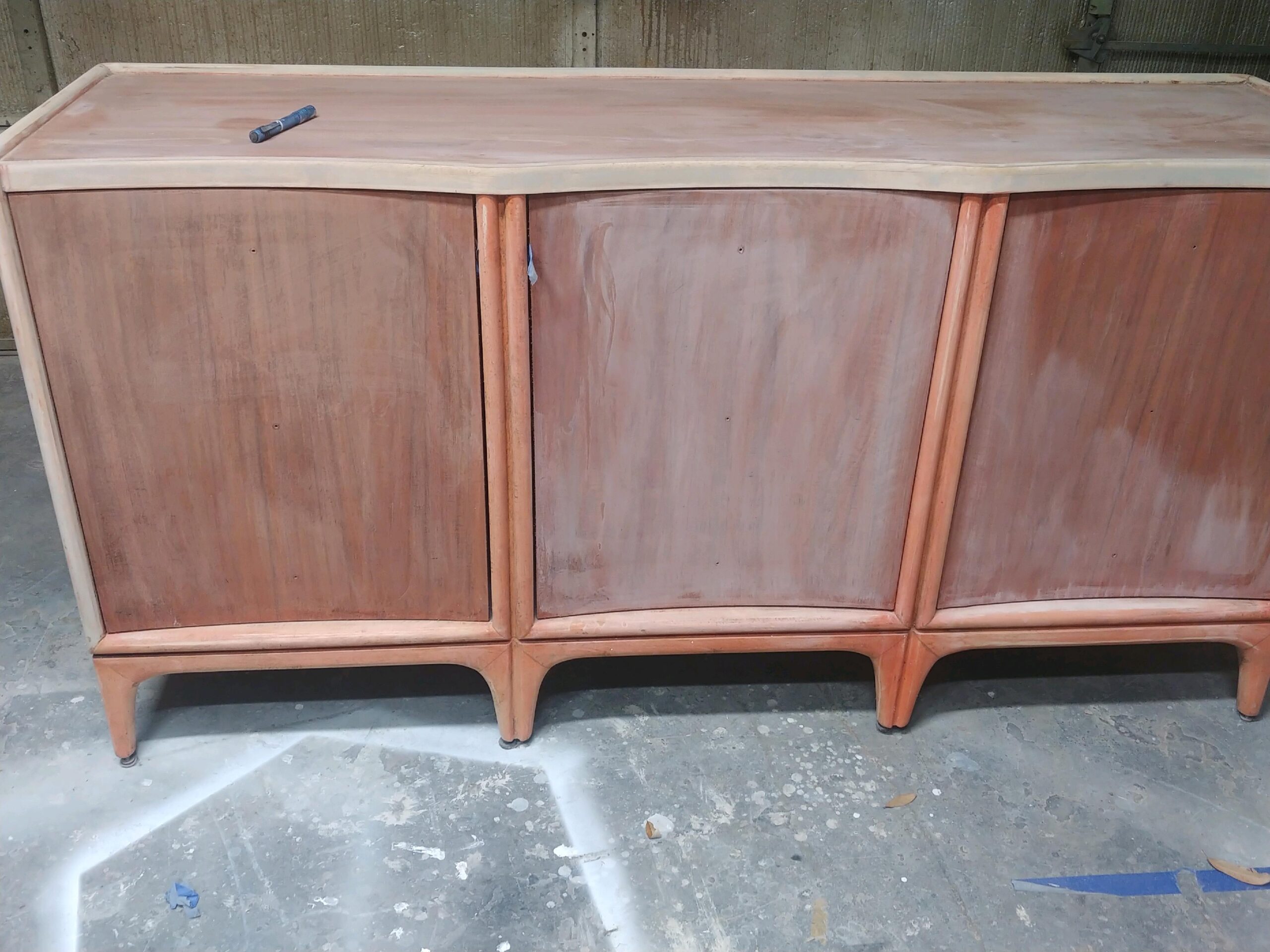 Mid-century credenza before refinishing