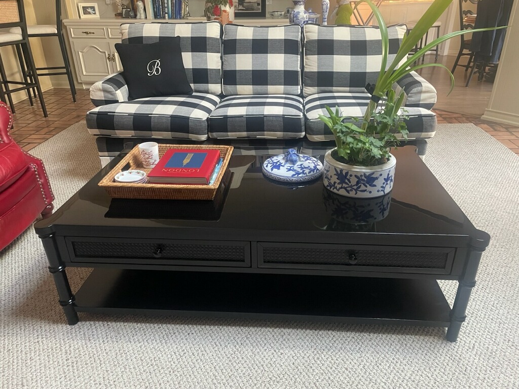 Lacquered coffee table styled