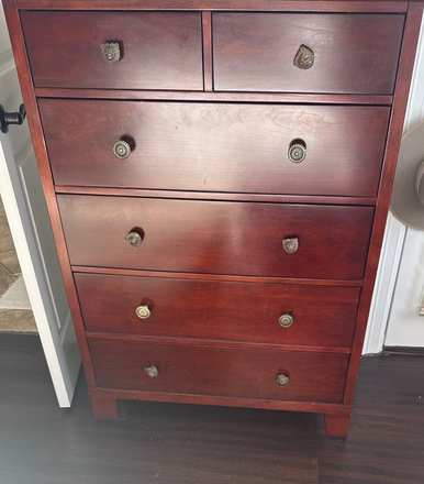 Cherry chest of drawers before lacquer refinishing